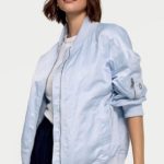 Tall Damen Shiny Blouson Jacke Extra Lange Ärmel