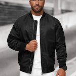 Herren Bomberjacke Schwarz OZONEE O/8905Z