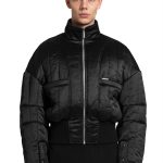 „CARBON" Reversible Bomberjacke aus Twill und Satin in Schwarz XS