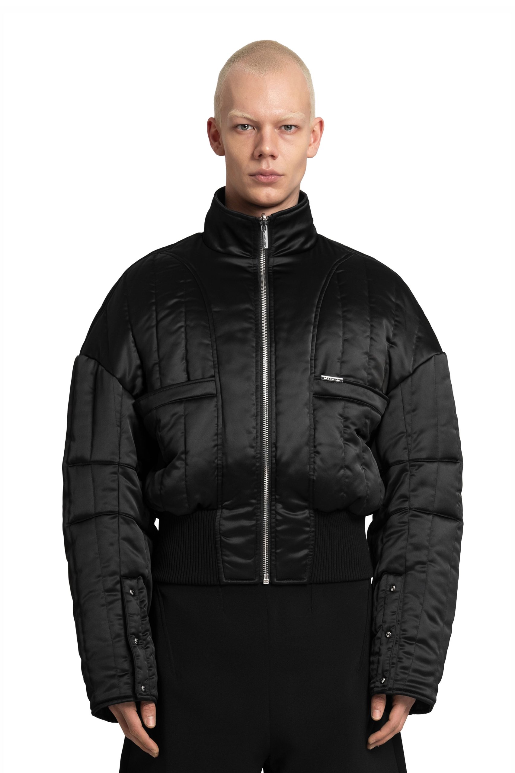 bomberjacke-481xjn-1.jpg „CARBON" Reversible Bomberjacke aus Twill und Satin in Schwarz XS – Bild 1
