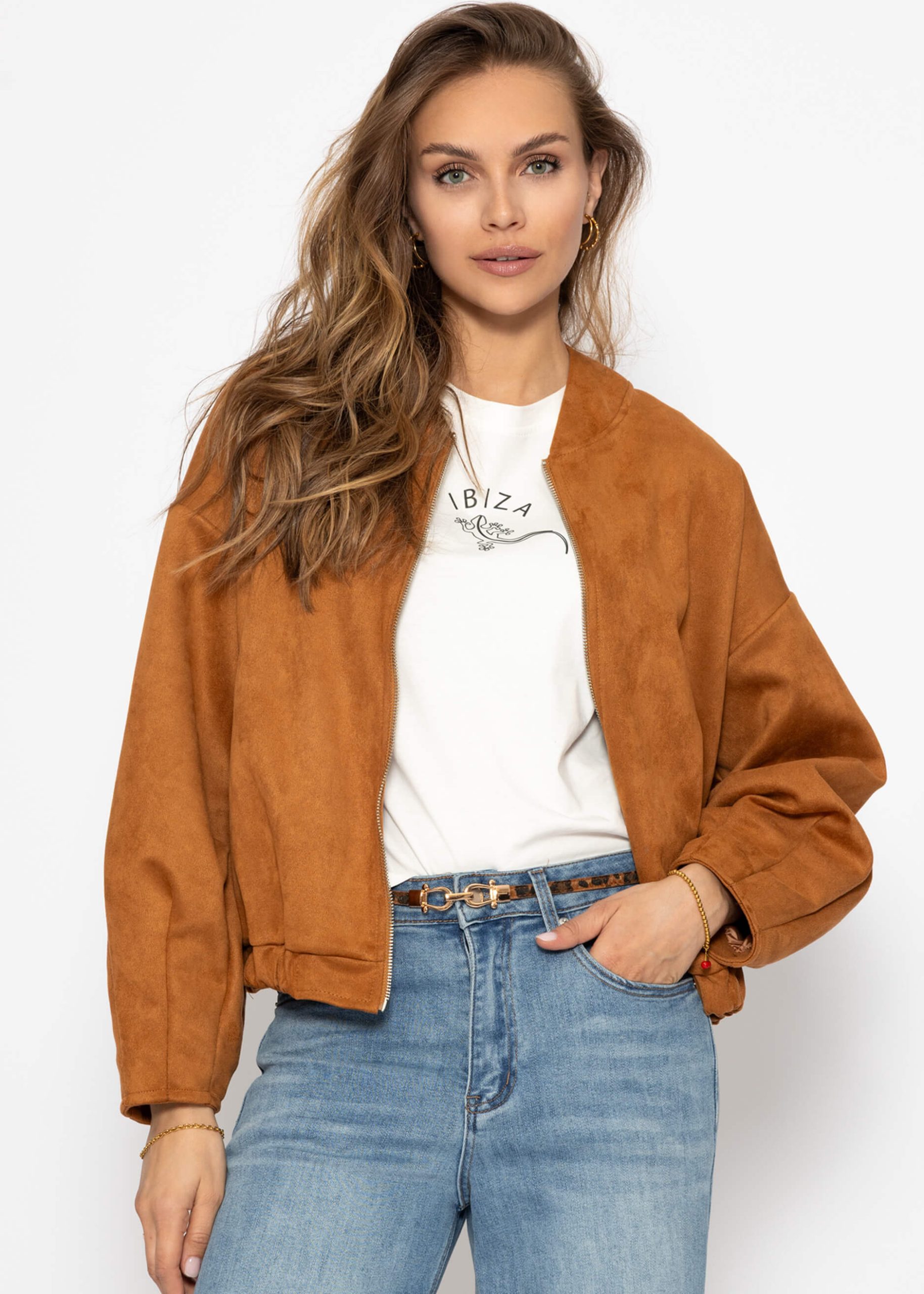 bomberjacke-667hcy-1.jpg Oversize Bomberjacke in Wildlederoptik braun – SASSYCLASSY – Bild 1