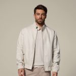 Leinen Bomberjacke Normale Passform Sand