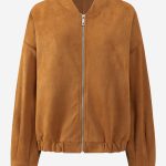 Oversize Bomberjacke in Wildlederoptik braun – SASSYCLASSY