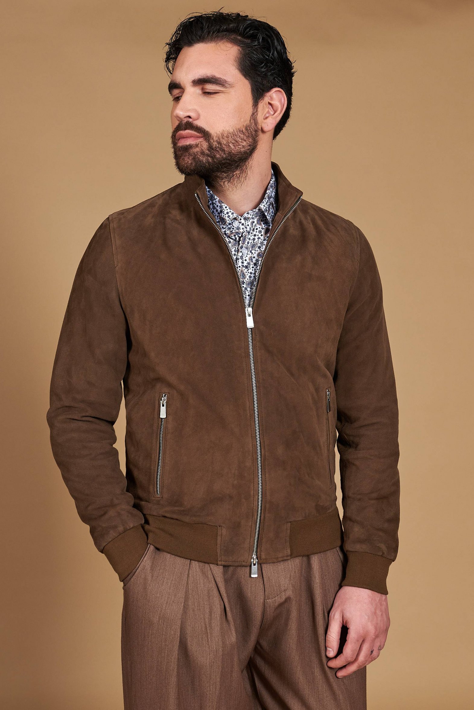 bomberjacke-herren-436wvv-1.jpg Wildleder bomberjacke herren bomberjacke Taupe 1006 | D'Arienzo – Bild 1
