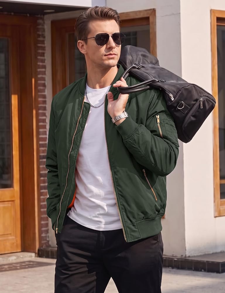 bomberjacke-herren-833cmo-1.jpg TACVASEN Blouson Jacke Herren Lässige Fliegerjacke Dünn College Jacket | Pilotenjacke Männer, Casual Übergangsjacke, Winddicht Bomberjacke, Leicht Arbeitsjacke Full Zip, Arbeitsjacke Armeegrün S : Amazon.de: Fashion – Bild 1