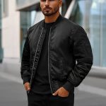 Herren Bomberjacke Schwarz OZONEE O/8905Z