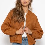 SASSYCLASSY Bomberjacke Oversize Bomberjacke Damen Elegant in fein Textil Bomber Style Jacke mit elastichem Saum Grau Schwarz Wildlederoptik