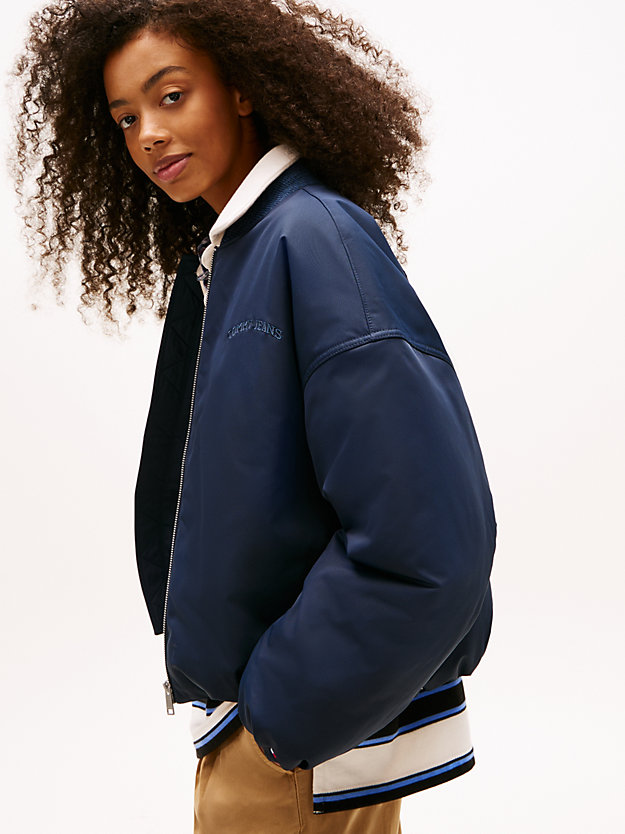 bomberjacken-damen-099oxw-1.jpg Bomberjacke mit aufgesticktem Rücken Logo | Blau | Tommy Hilfiger – Bild 1