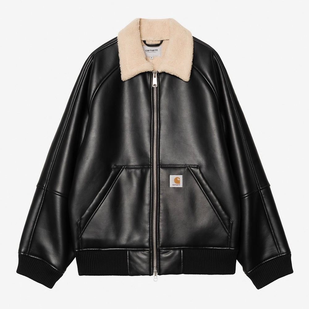 carhartt-jacke-390afm-1.jpg Carhartt WIP Shepton Jacket Black/Natural | Kunstleder & Plüsch STAB – Bild 1