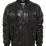 Leder College Jacke mit Unique Badge (Schwarz, S)