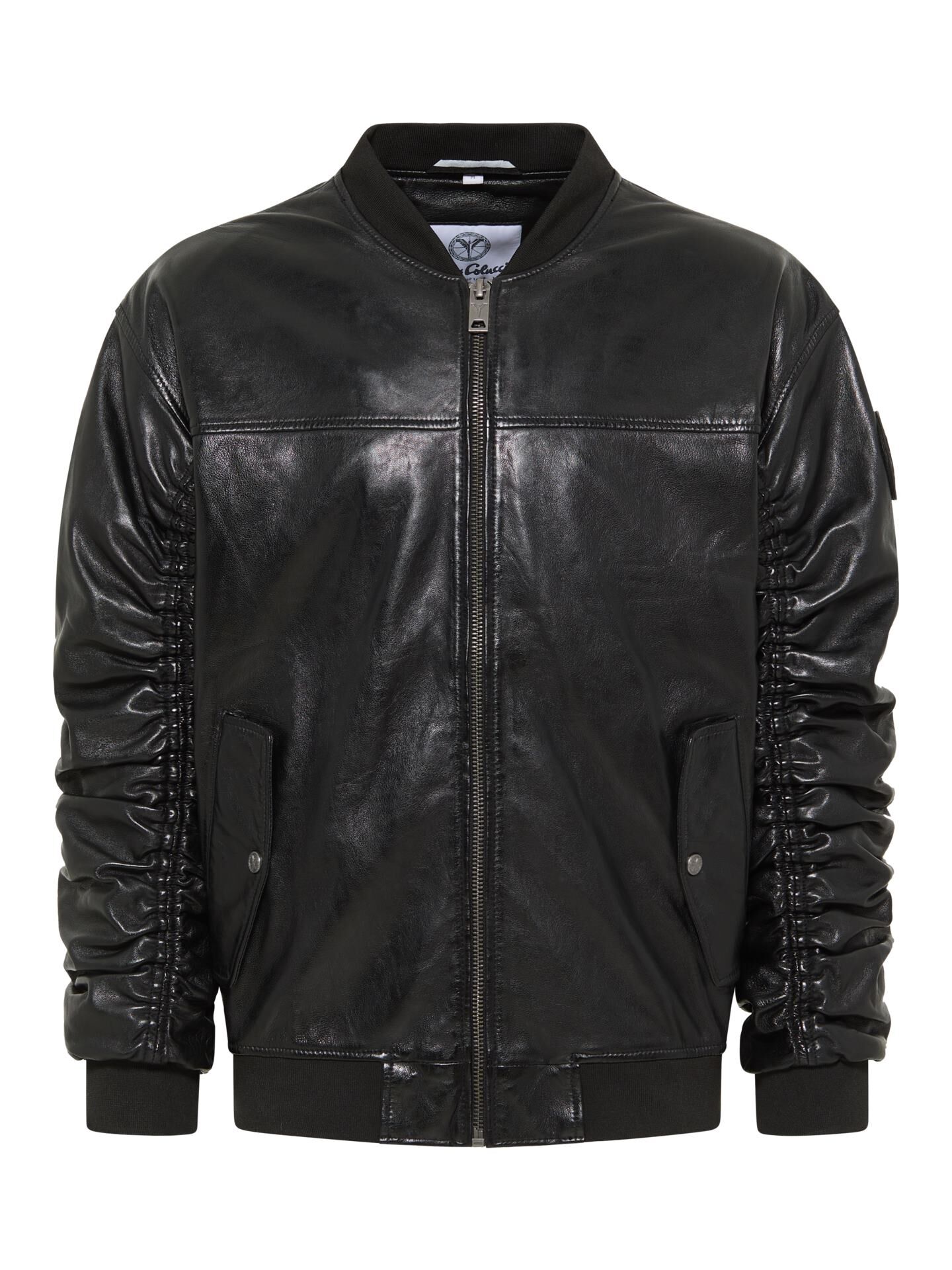 college-jacke-272sfi-1.jpg Leder College Jacke mit Unique Badge (Schwarz, S) – Bild 1