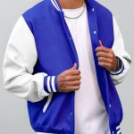 seiveini College Jacke Herren Varsity Jacket Oldschool Sportjacke Baseballjacke Patchwork Stehkragen Sweatjacke mit Knöpfe und Taschen Streetwear A ...