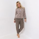 COZEE HOME Damen Hausanzug Leo Muster MF Fluffy Bouclé Collegekragen QVC.de