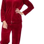 e.Femme Damen Hausanzug Freizeitanzug Nicki Anzug Hannah aus Velours, Bordeaux M : Amazon.de: Fashion