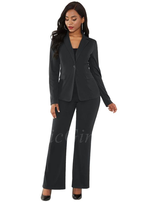 damen-hosenanzug-339tqx-1.jpg Festliche Hosenanzug Damen Elegant Business Anzug Schwarz – Bild 1