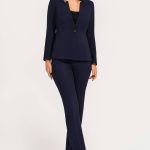 Marineblauer Hosenanzug Olivia – Eleganter Damenanzug mit Kelchkragen | Perfekt für Büro & Events