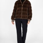 Kurze Nerzoptik Jacke Damen Braun | Farbverlauf, Reißverschluss & Elastikzug | PetiteM | Petite M.