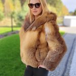 Damen Pelzjacke mit Kapuze aus Rotfuchsfell Felljacke | FOX