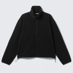 locker geschnittene fleecejacke mit reißverschluss Schwarz | Weekday DE