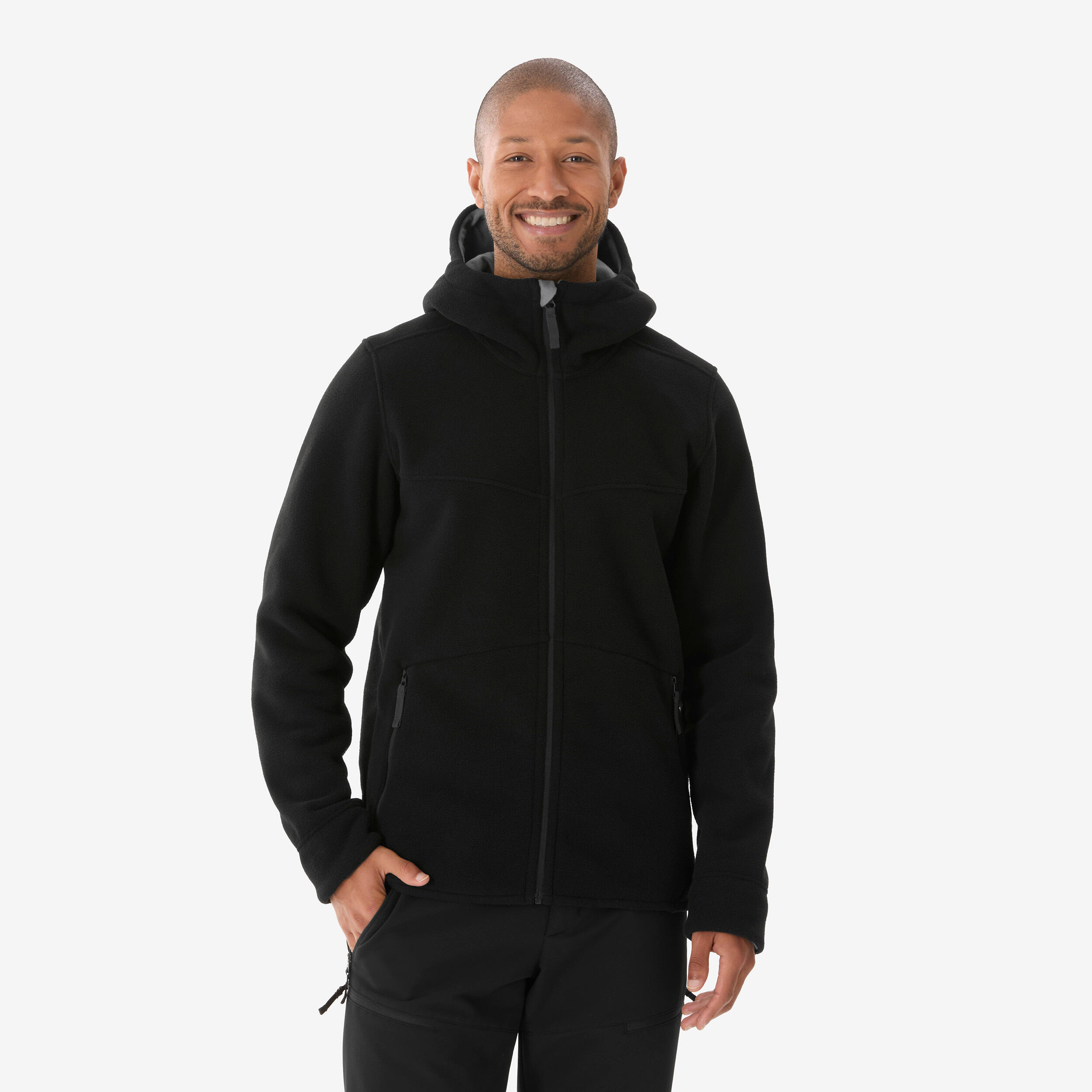 fleecejacke-641drj-1.jpg Fleecejacke Herren warm Winterwandern NH500 schwarz – Bild 1