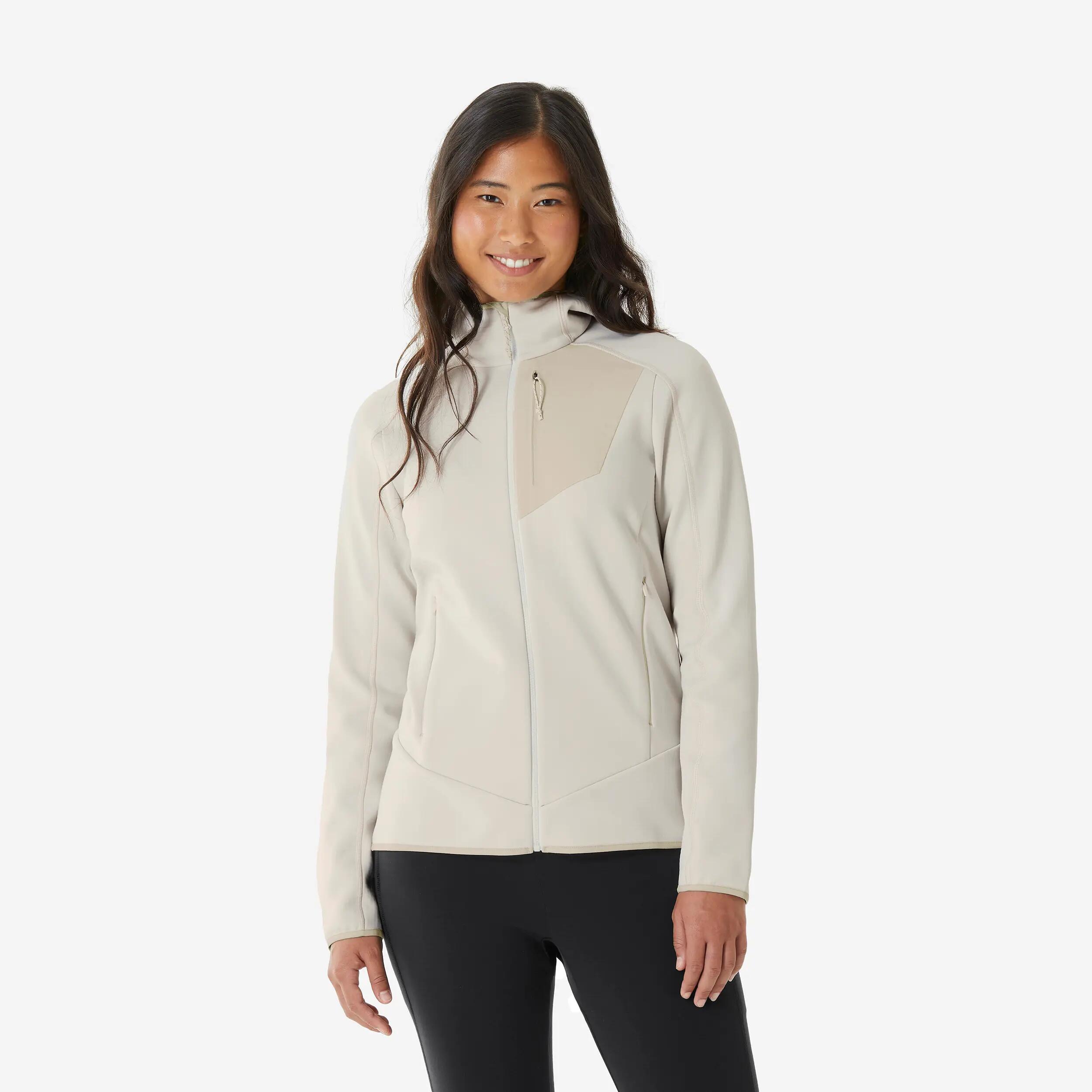fleecejacke-damen-839kpq-1.jpg Fleecejacke Damen Wandern MH500 weiß – Bild 1