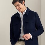 Harrington Jacke aus Wolle Marineblau | Charles Tyrwhitt DE