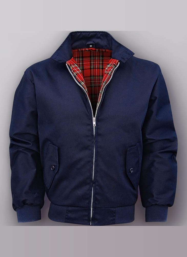 harrington-jacke-746qem-1.jpg Harrington Jacket, The Knightsbridge of London, Harrington Jacke Blouson English Jacke Karofutter Red Check lining from Inside XS 4XL (Blau, S) : ... – Bild 1