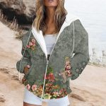 FUPODD Sweatjacke Damen Mit Kapuze Jacke Damen Winter Oversize Übergangsjacke Reissverschluss Hoodie Herbstjacke Frauen Sweatshirt Kapuzenjacke Blumen ...