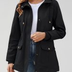 Vancavoo Übergangsjacke Damen Jacke Kurzmantel Herbstjacke aus Baumwolle | Leichter Frühjahrsjacke mit Taillenkordelzug, Reißverschluss und Taschen ...