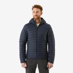 Daunenjacke Herren Kapuze bis 5 °C Trekking MT100 blau