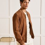 Herrenjacke aus Ziegen Veloursleder mit Reißverschluss