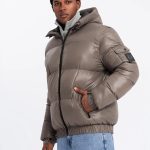 OMBRE Winterjacke Herren Pufferjacke mit gerippten Abschlüssen