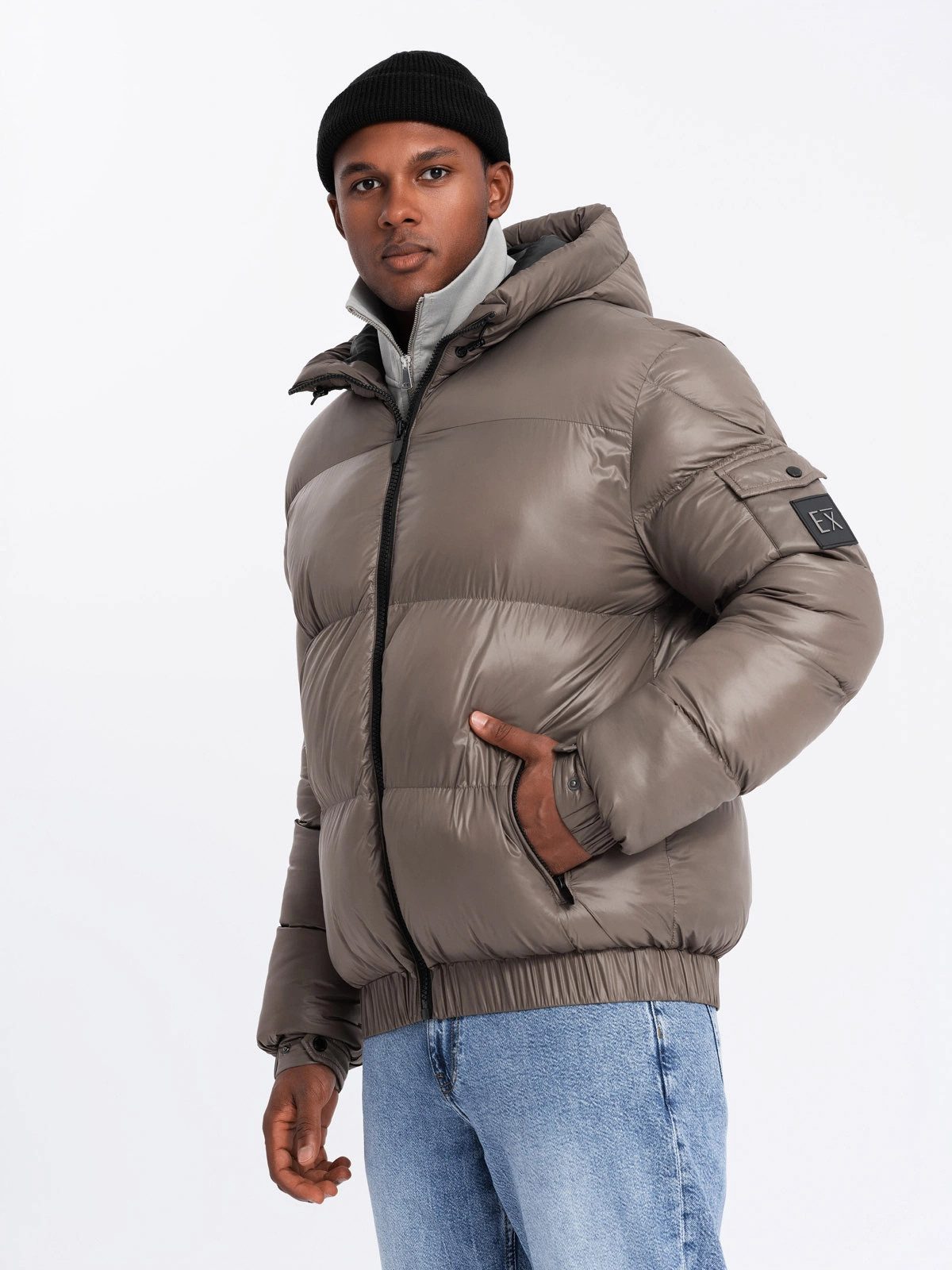 herren-winterjacken-233zff-1.jpg OMBRE Winterjacke Herren Pufferjacke mit gerippten Abschlüssen – Bild 1