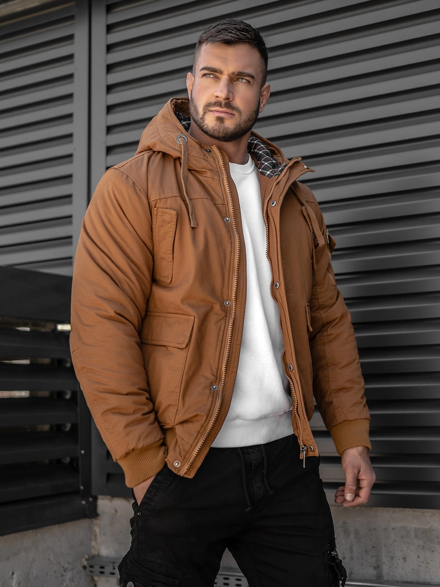 jacke-herren-366zrk.webp Herren Warme Baumwoll Jacke Winterjacke Camel Bolf 1890A Bolf.de – Bild 1