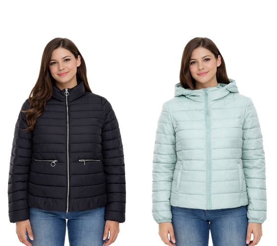 jacken-damen-347tqz-1.jpg ONLY Damen Stepp Jacke Übergangs Jacke mit Stehkragen oder Kapuze Basic Jacke Schwarz oder Hellblau – Bild 1
