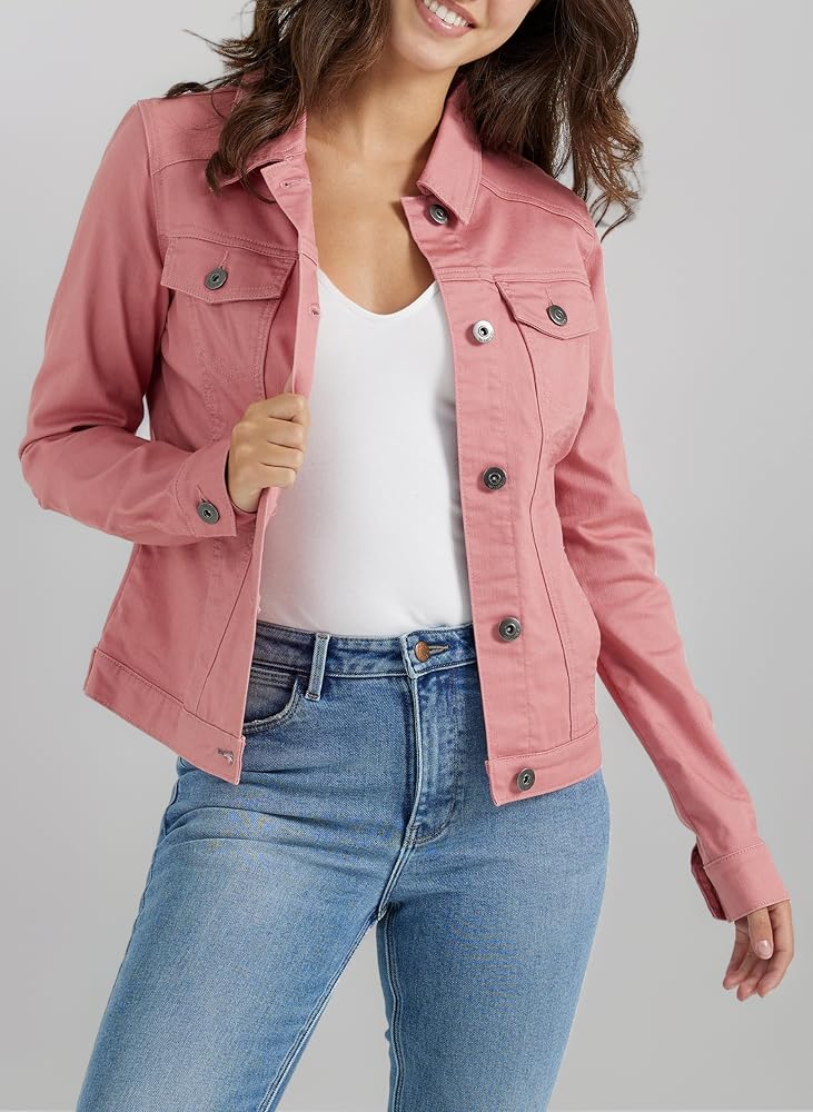 jeansjacke-117mmi-1.jpg Wrangler Authentics Damen Stretch Denim Jacket Jeansjacke, Dusty Rose, XS : Amazon.de: Fashion – Bild 1