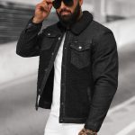 Herren Jeansjacke Sherpa Schwarz OZONEE NB/MJ533NZ