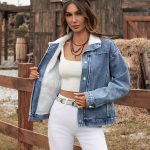 Damen Jeansjacke Mantel, Fleecegefüttert und verdickt für * schräge Einstecktaschen, bequem zu tragen, Damen Jeansjacke und Kleidung