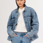 Jeansjacke Damen Blau Karo Kauer Label