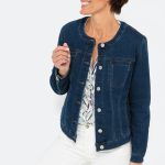 Klassische Jeansjacke mit Rundhals und Knopfleiste – Bonita
