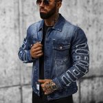 Herren Jeansjacke Dunkelblau OZONEE NB/MJ523BS