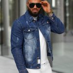 Herren Jeansjacke Dunkelblau OZONEE NB/MJ525BSZ