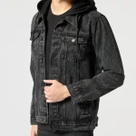 Jeansjacke mit Kapuze aus Sweatstoff für Herren, Denim black