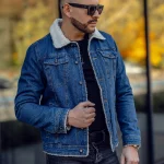 Herren Jeansjacke Turcker Jacke Warm Gefüttert mit Teddyfell Kragen Dunkelblau Bolf 1156 Bolf.de