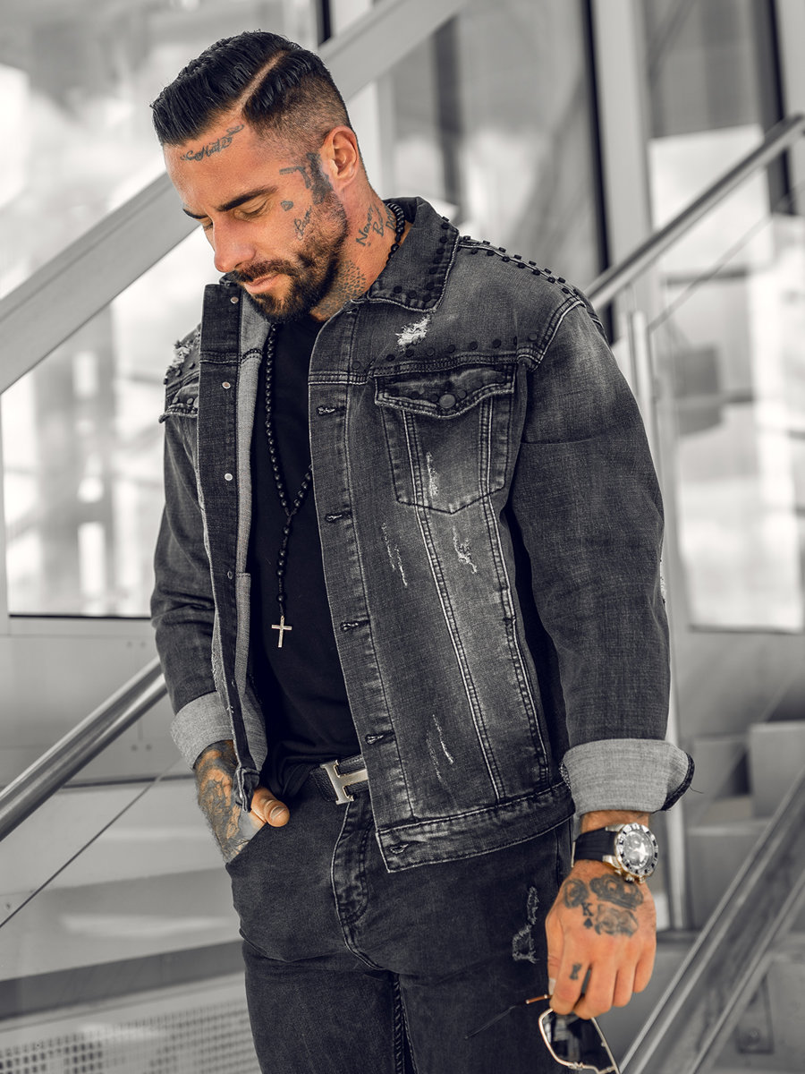 jeansjacken-herren-258hpx-1.jpg Jeansjacke Übergangsjacke Sweatjacke Jacke Motiv Men Casual Herren BOLF Classic | eBay.de – Bild 1