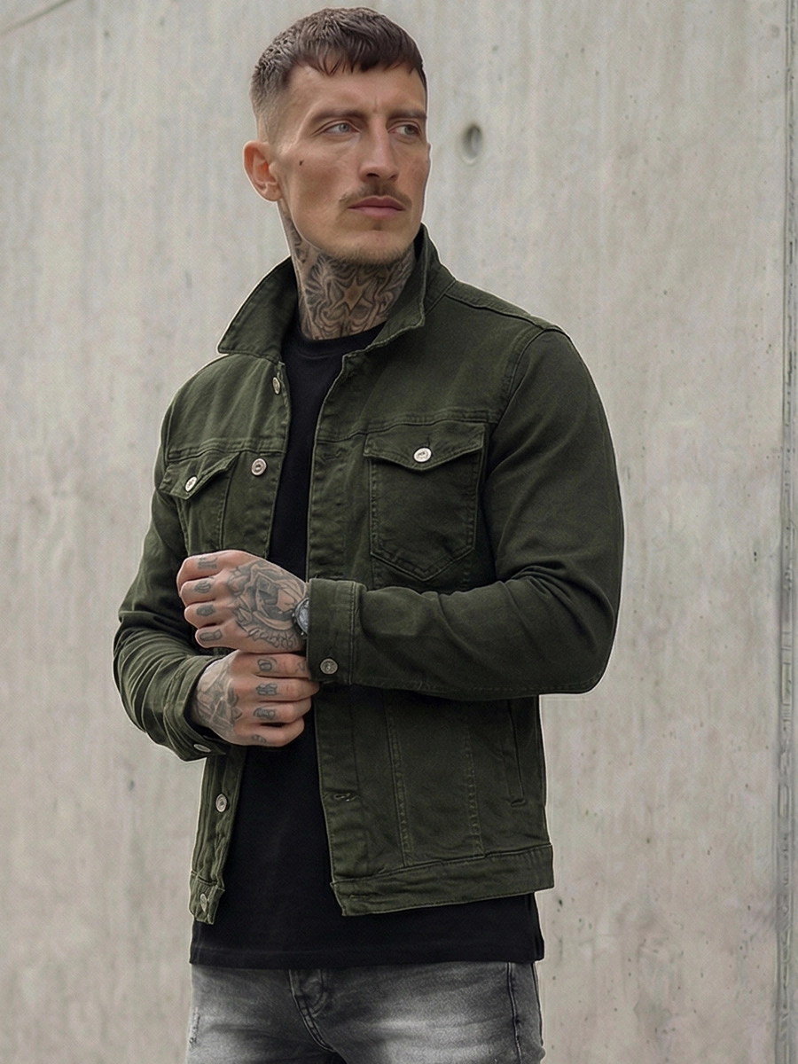 jeansjacken-herren-283htc.webp Herren Jeansjacke Khaki Bolf 200 – Bild 1