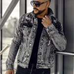 Herren Jeansjacke Schwarz Bolf AK588