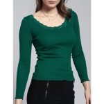 Seide und Bio Baumwolle kbA Langarm Shirt Rippjersey petrol von Kokon Zwo