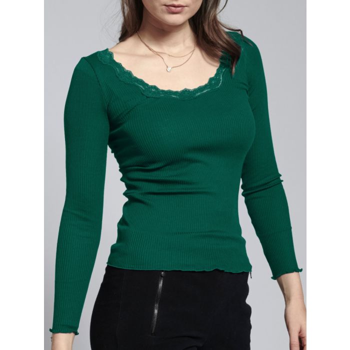langarmshirt-damen-073mba-1.jpg Seide und Bio Baumwolle kbA Langarm Shirt Rippjersey petrol von Kokon Zwo – Bild 1