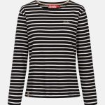 Interstriped Damen Langarmshirt Schwarz Weiß GOTS Organic
